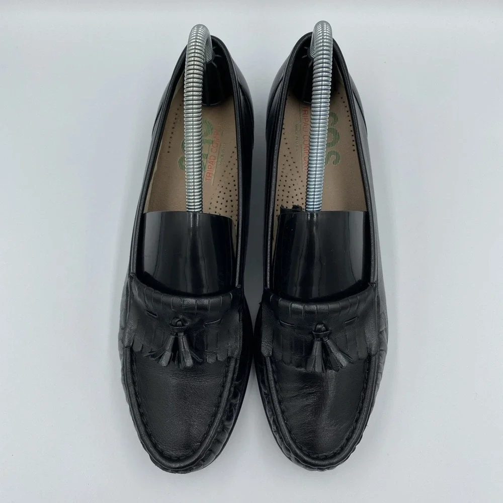 SAS Softie Tripad Comfort Women's 8.5 Black Kiltie Tassel Leather Loafers USA
